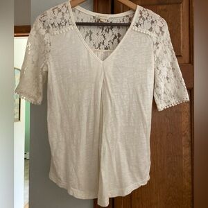 Anthropologie meadow Rue Cream Lace Sleeve Blouse XS